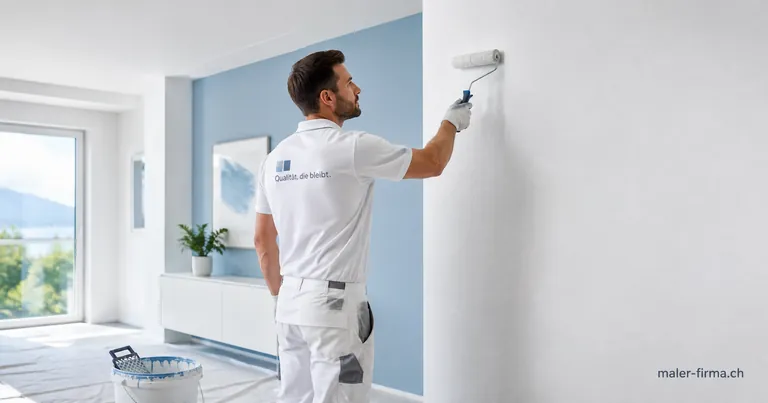 Professioneller Maler beim Wandanstrich